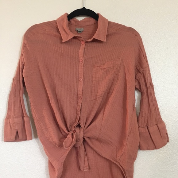 🌟Ecote orange button down collared shirt - Picture 6 of 6